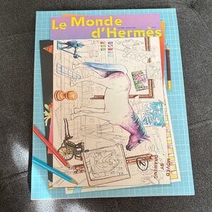 Hermes La Maison Art Print with Blue and Red Accents